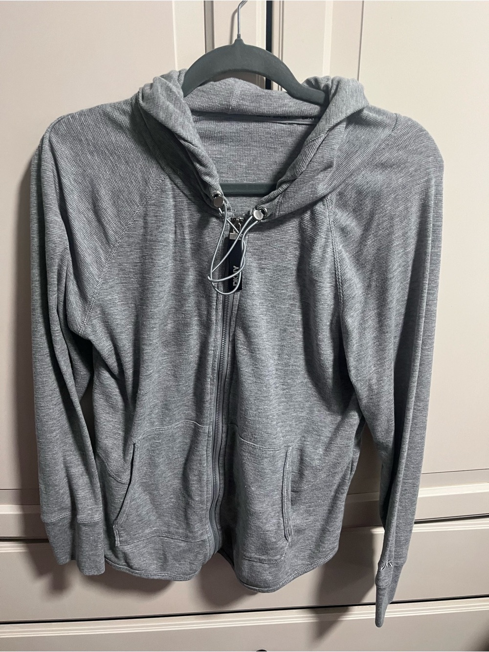 DKNY Heather Gray Zip-Up Hooded Jacket